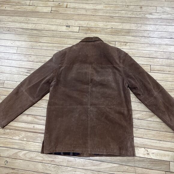 NEUTRAL TERRITORY Parka Leather Jacket Men M Brown Western Cowboy Button Coat 46 - Picture 2 of 16